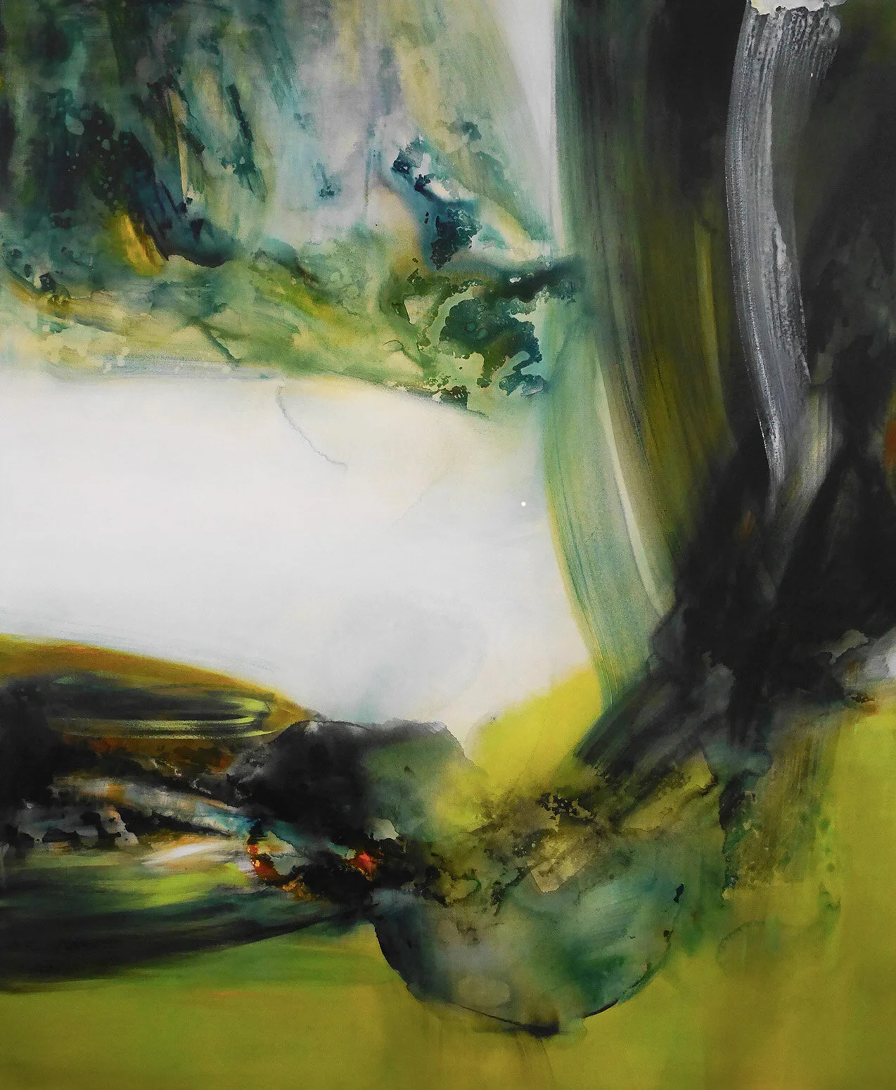 ETCHED IN CHARTREUSE, 2018, acrylic on canvas, H170 x 140 cm