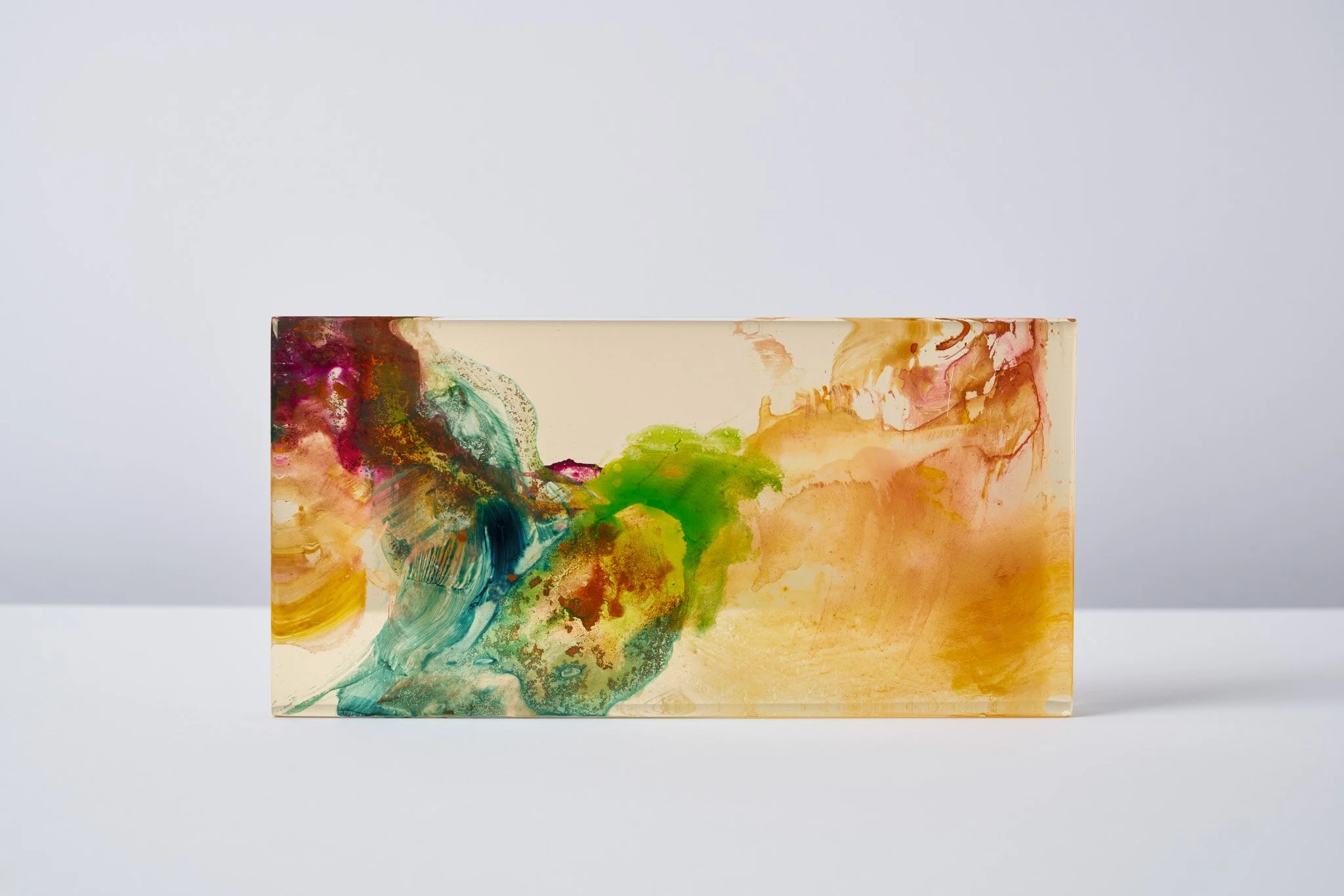 Acrylic and resin on plexiglass, H9.5 x W20 x D1.7 cm, 2020 