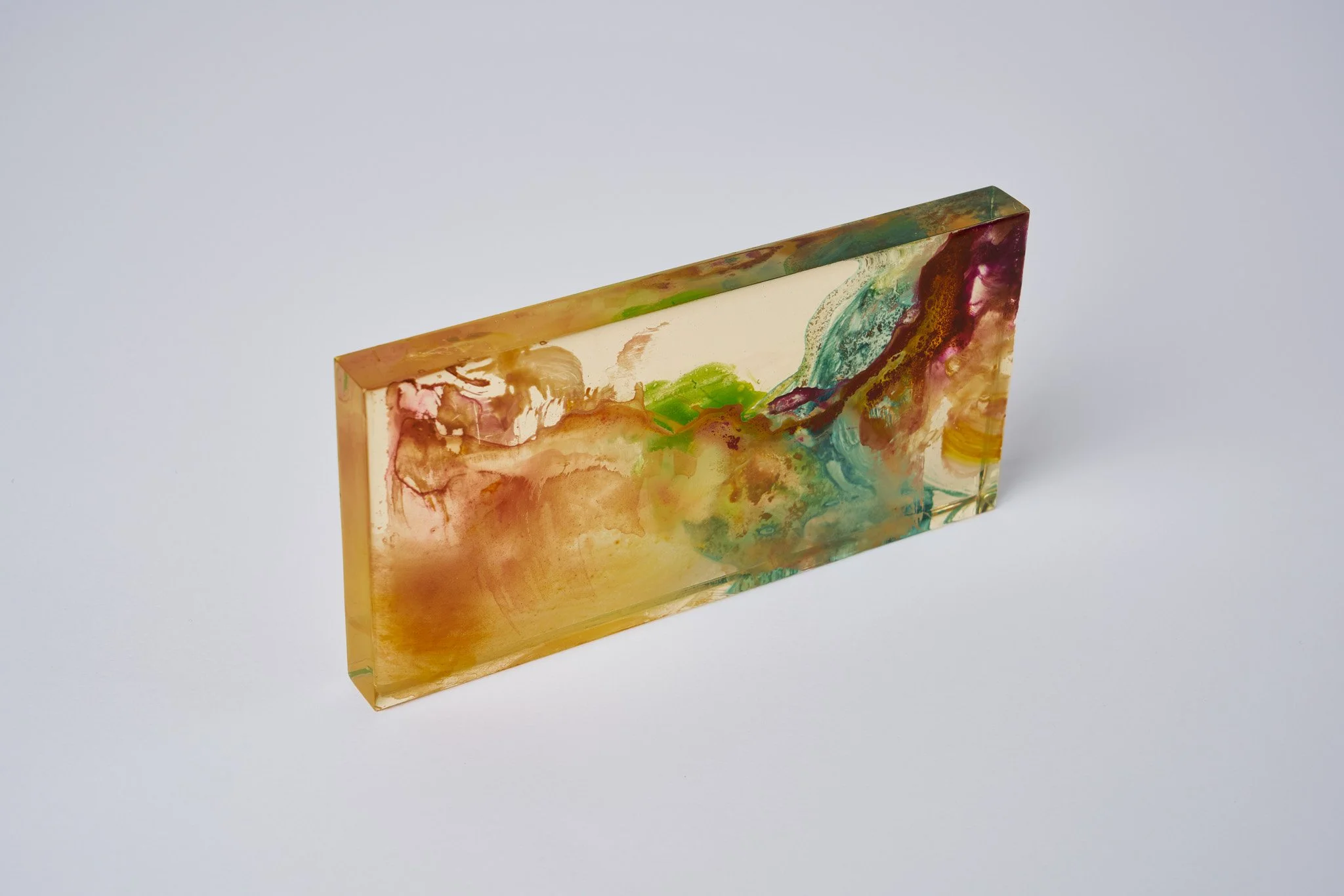 Acrylic and resin on plexiglass, H9.5 x W20 x D1.7 cm, 2020 