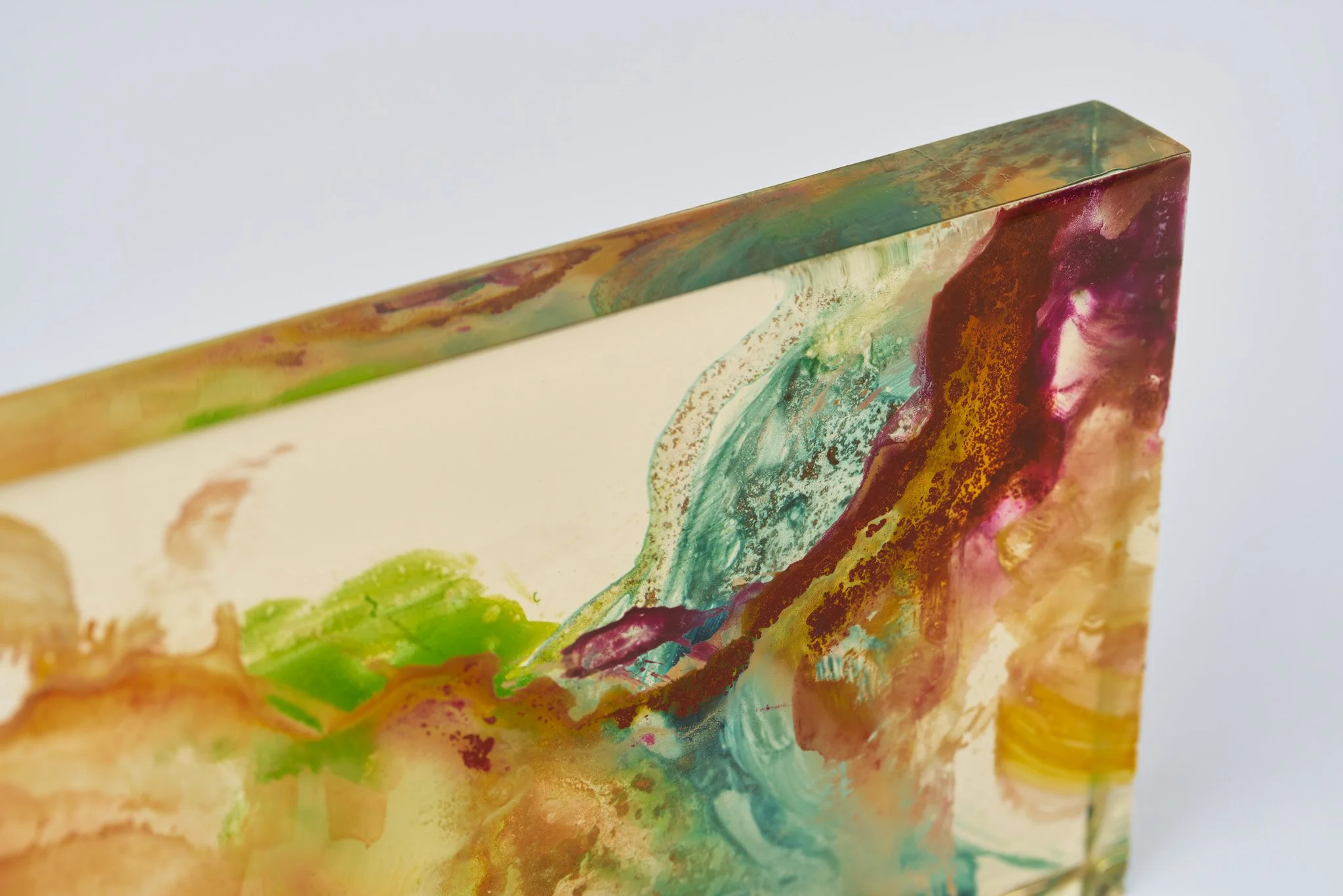 Acrylic and resin on plexiglass, H9.5 x W20 x D1.7 cm, 2020 