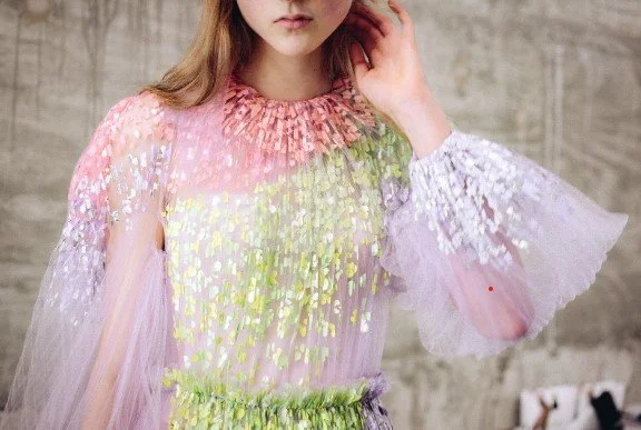 Peter Pilotto AW 2019 Pleated Tulle Lace Gown .jpeg