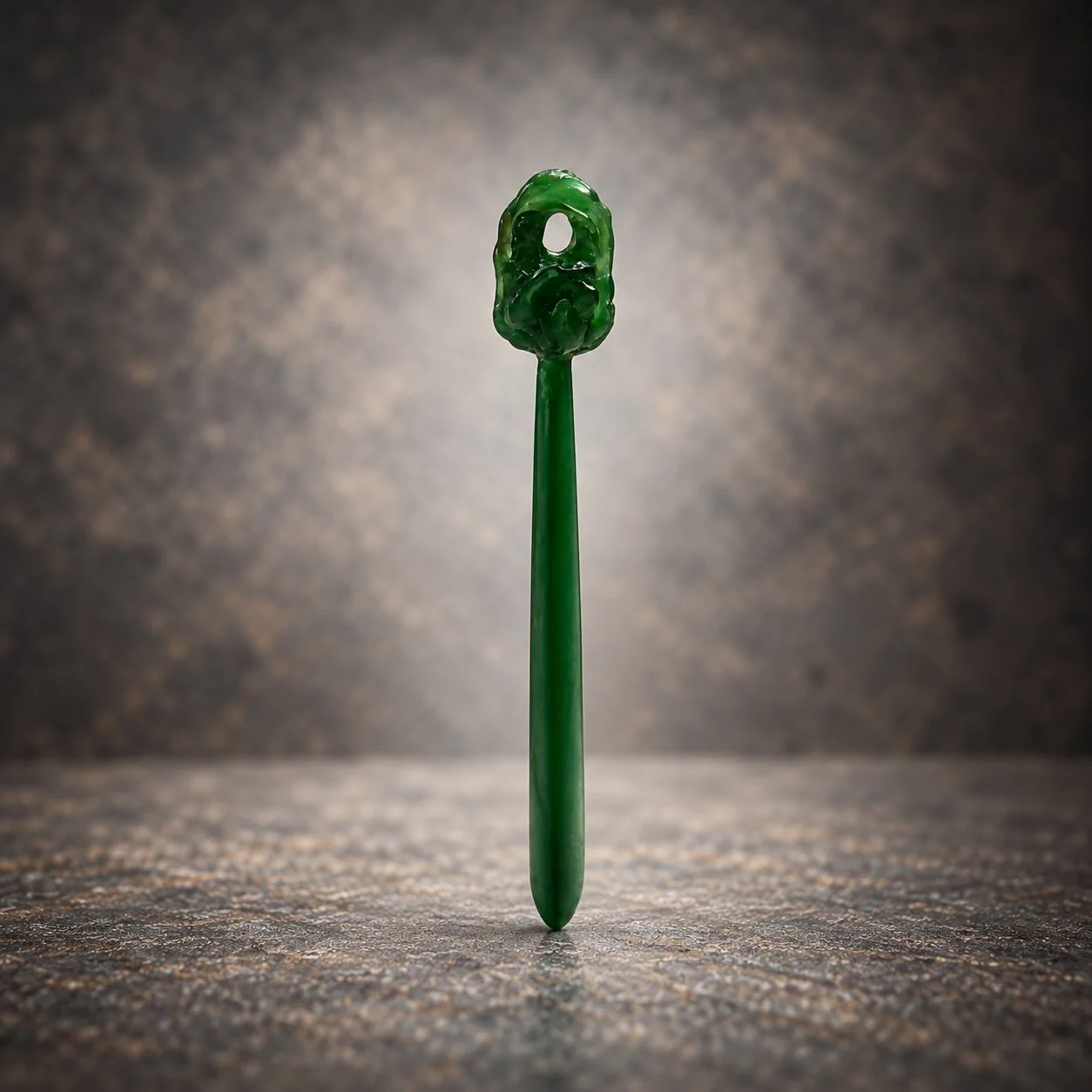 Hand-carved wax model for The Spire pendant before casting - profile side view.
