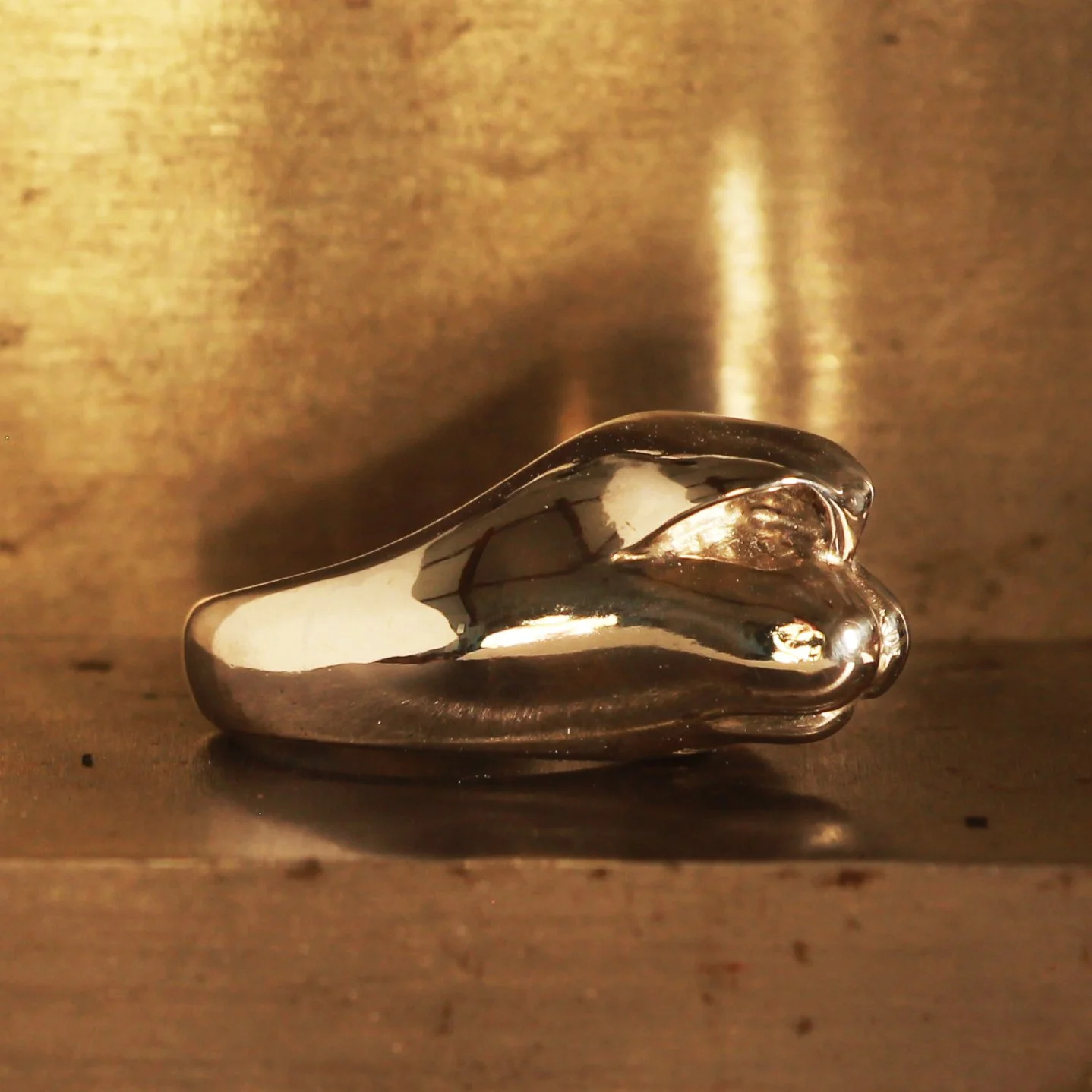 Sculptural alpaca 'muzzle' ring in solid silver