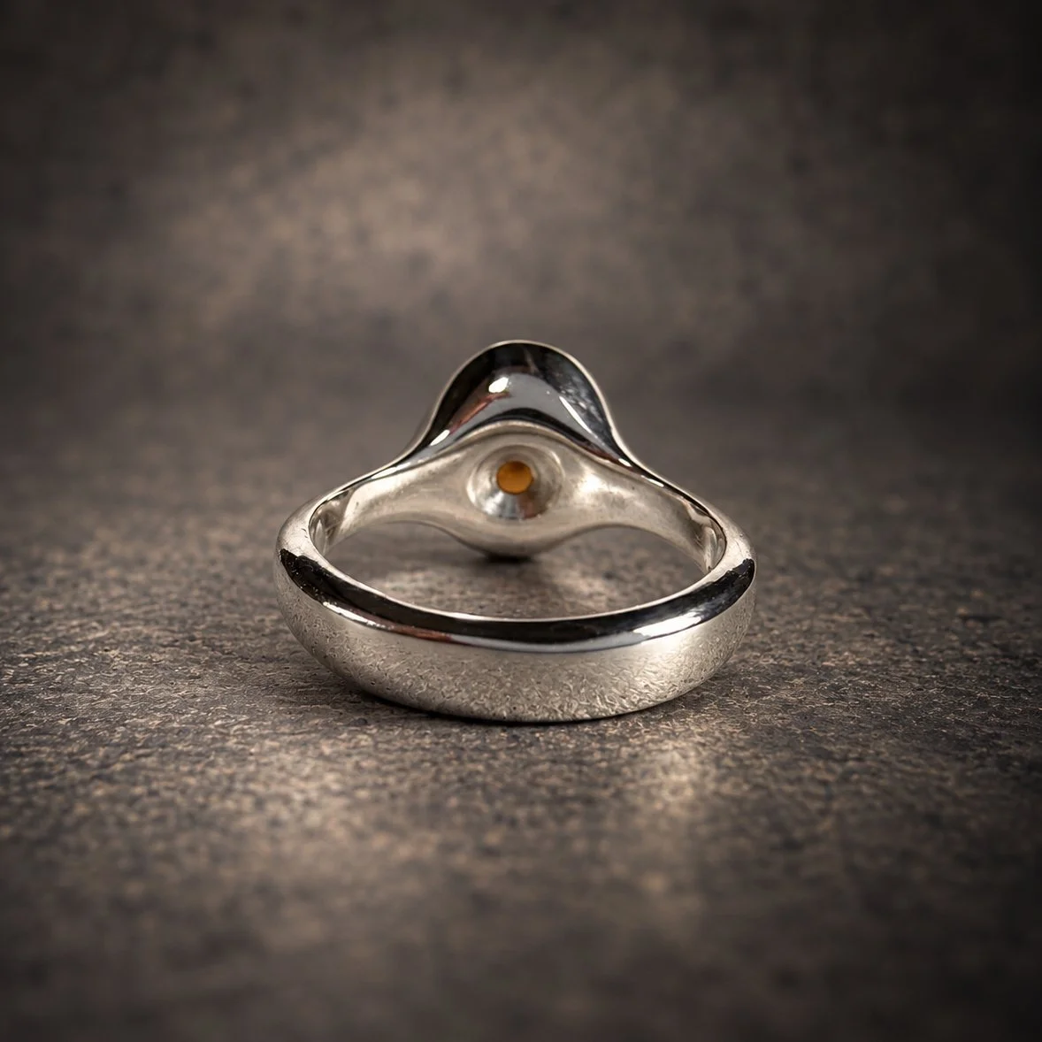 Amaranth opal and diamond silver ring – handmade in Lyme Regis, Devon, rear view