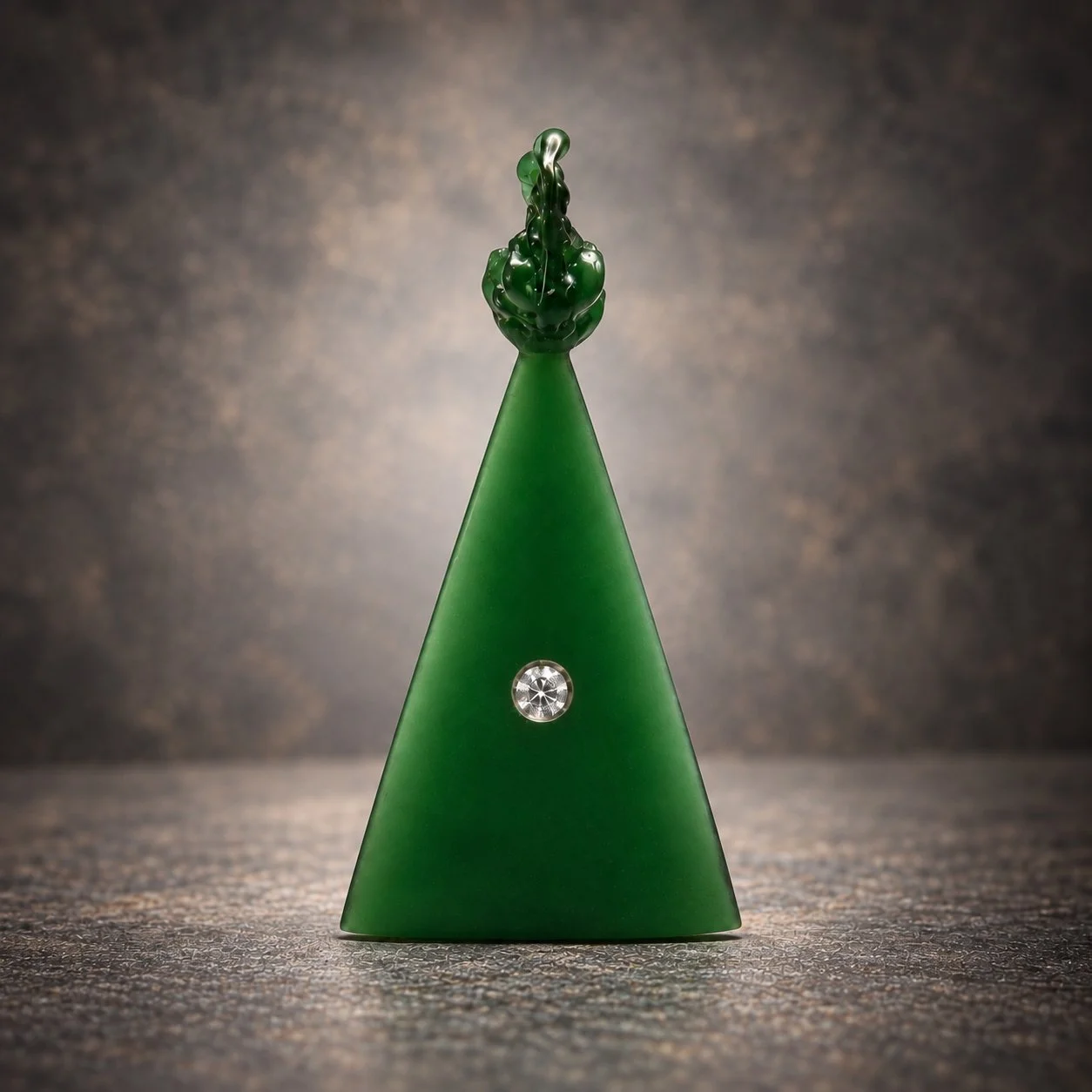 Hand-carved wax model for The Spire pendant before casting - front view.