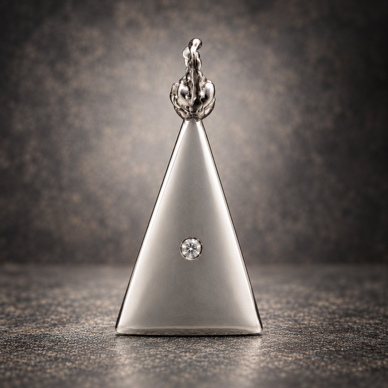 The Spire handmade recycled sterling silver pendant with flush-set diamond