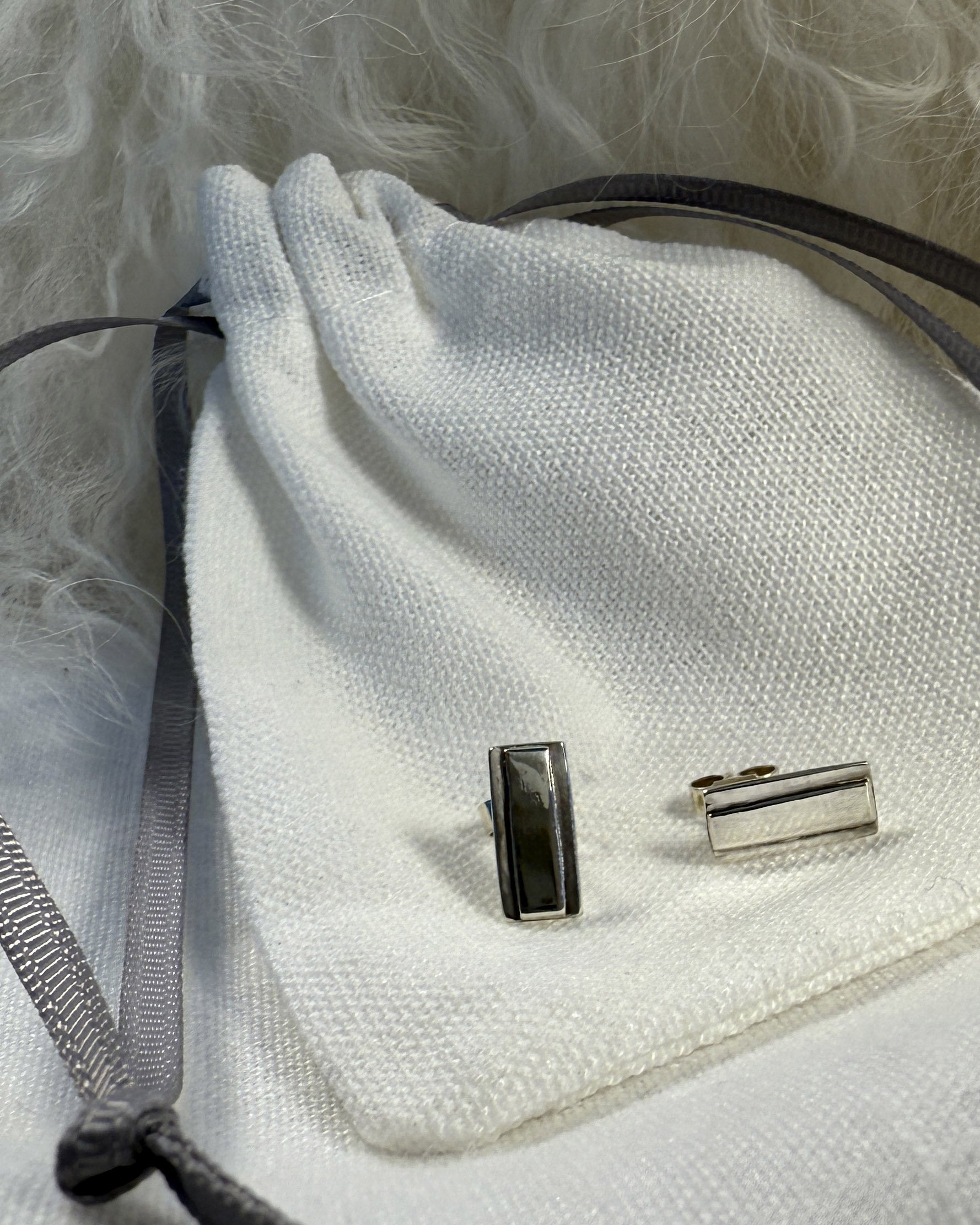 Layered rectangular stud earrings