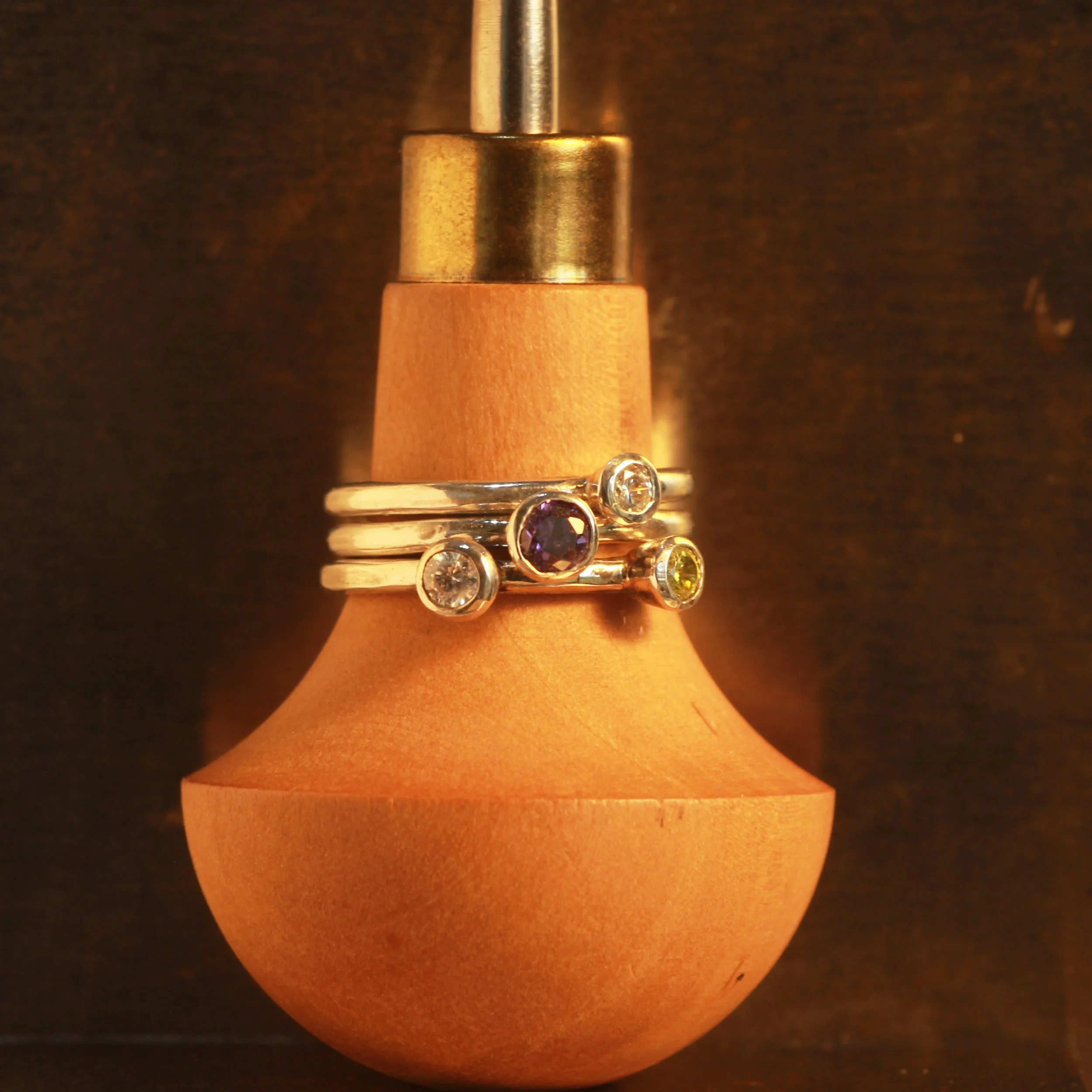 Deeds not words Suffragette ring set