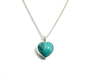 Rosie Brown - Turquoise Heart Pendant in Sterling Silver