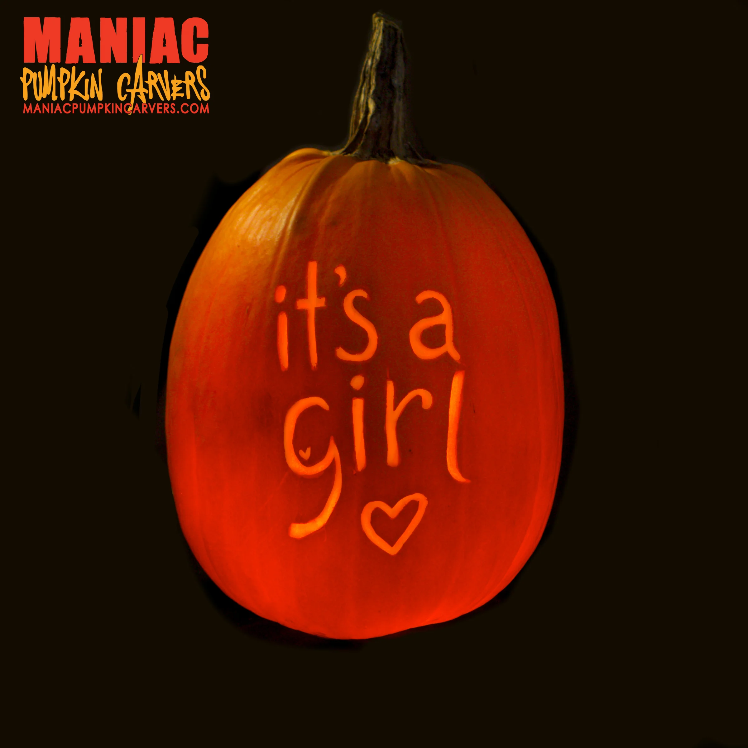Medium pumpkin with text.