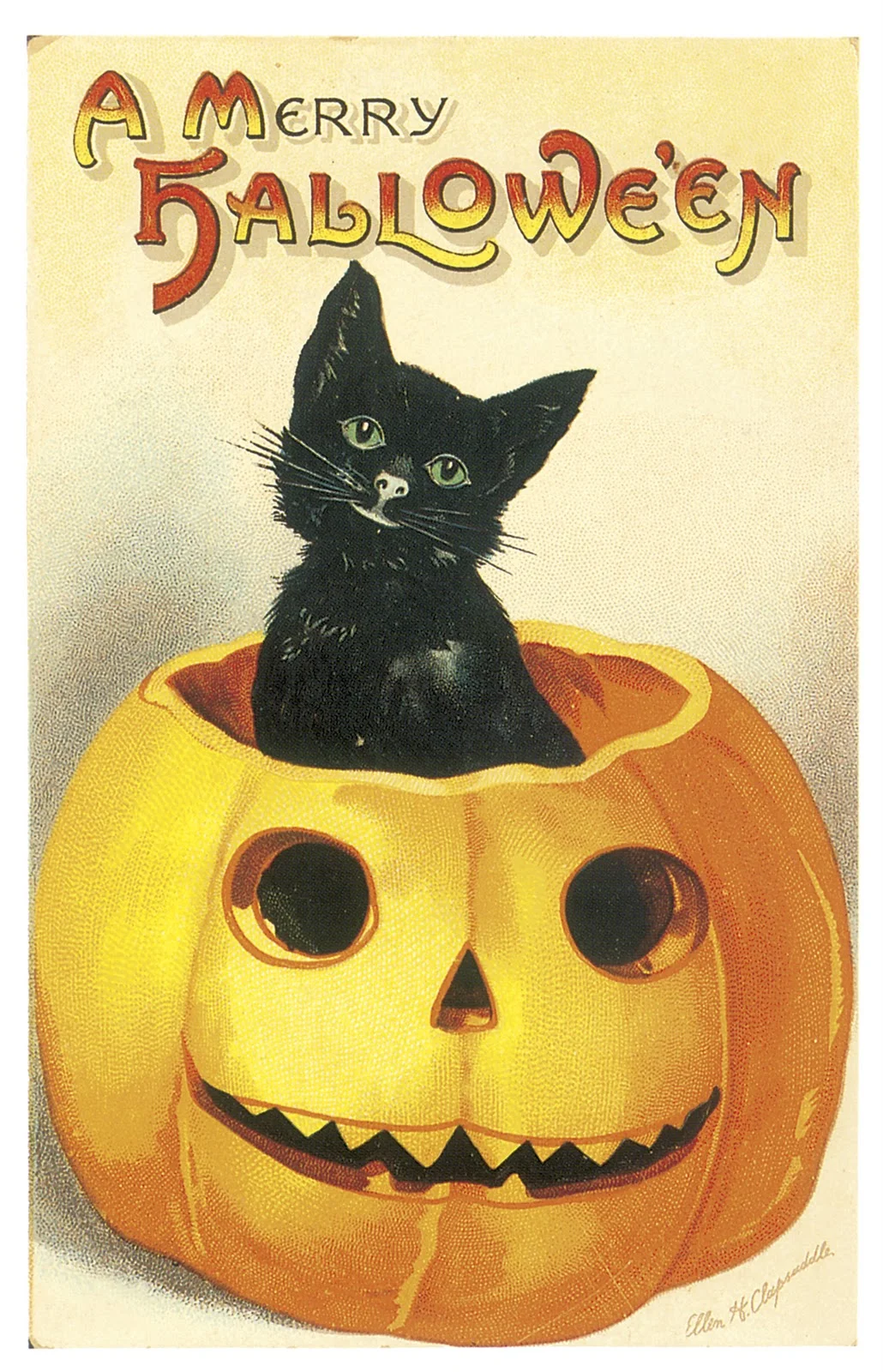We love classic designs of the past are always inspired by the iconic jack o lantern postcard illustrations from the early 1900s. 