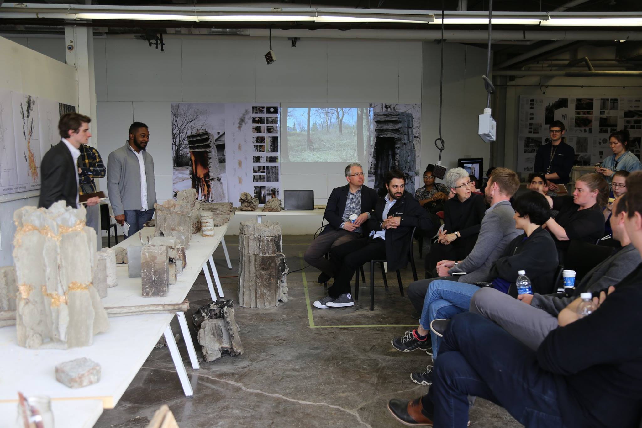 Material Culture Graduate Research Group Final Review. Megalith. Prof. Christopher Romano. University at Buffalo. With Nick Bruscia, Annette LeCuyer, Matthew Mayers, Stephanie Cramer, Brandon Clifford, and Sasa Zivkovic. May 9, 2017. Photograph by Alexander Becker for B/a+p.