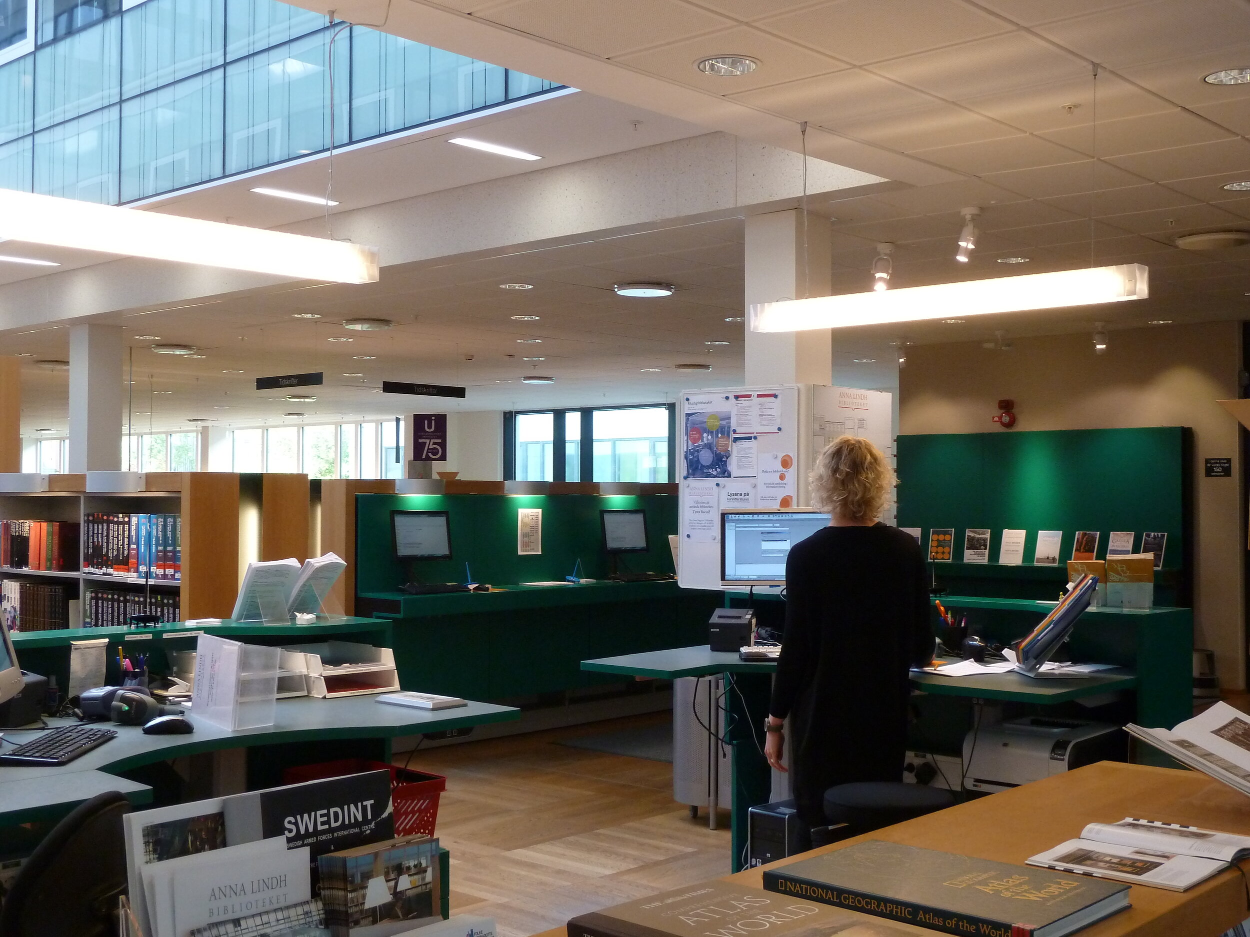 Nybyggnad, inredningsplanering Anna Linds Bibliotek, Försvarshögskolan, Stockholm