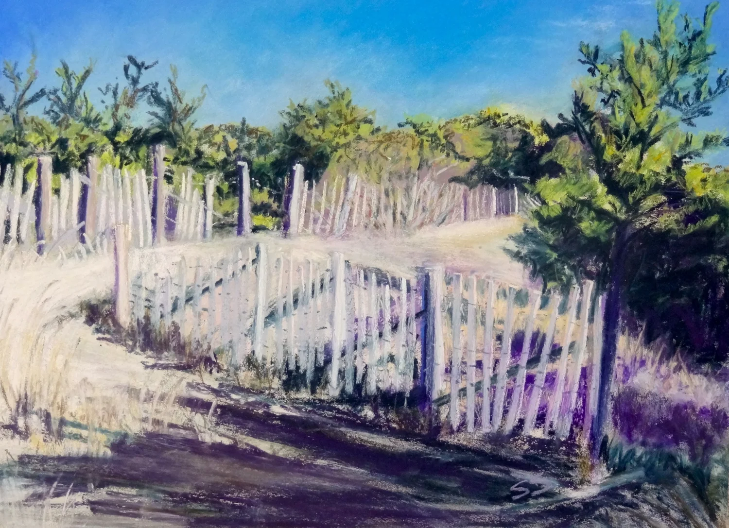 Winter Beach Shadows (Pastel)- SOLD