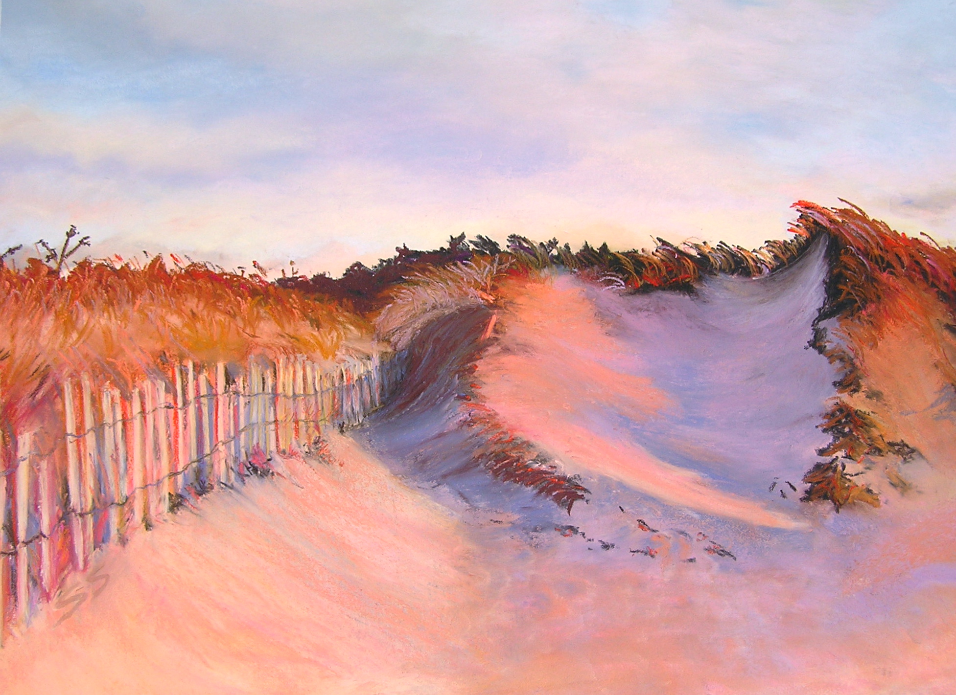 Sunset Over Duck Harbor Dunes- (Giclees Available of Original Pastel)