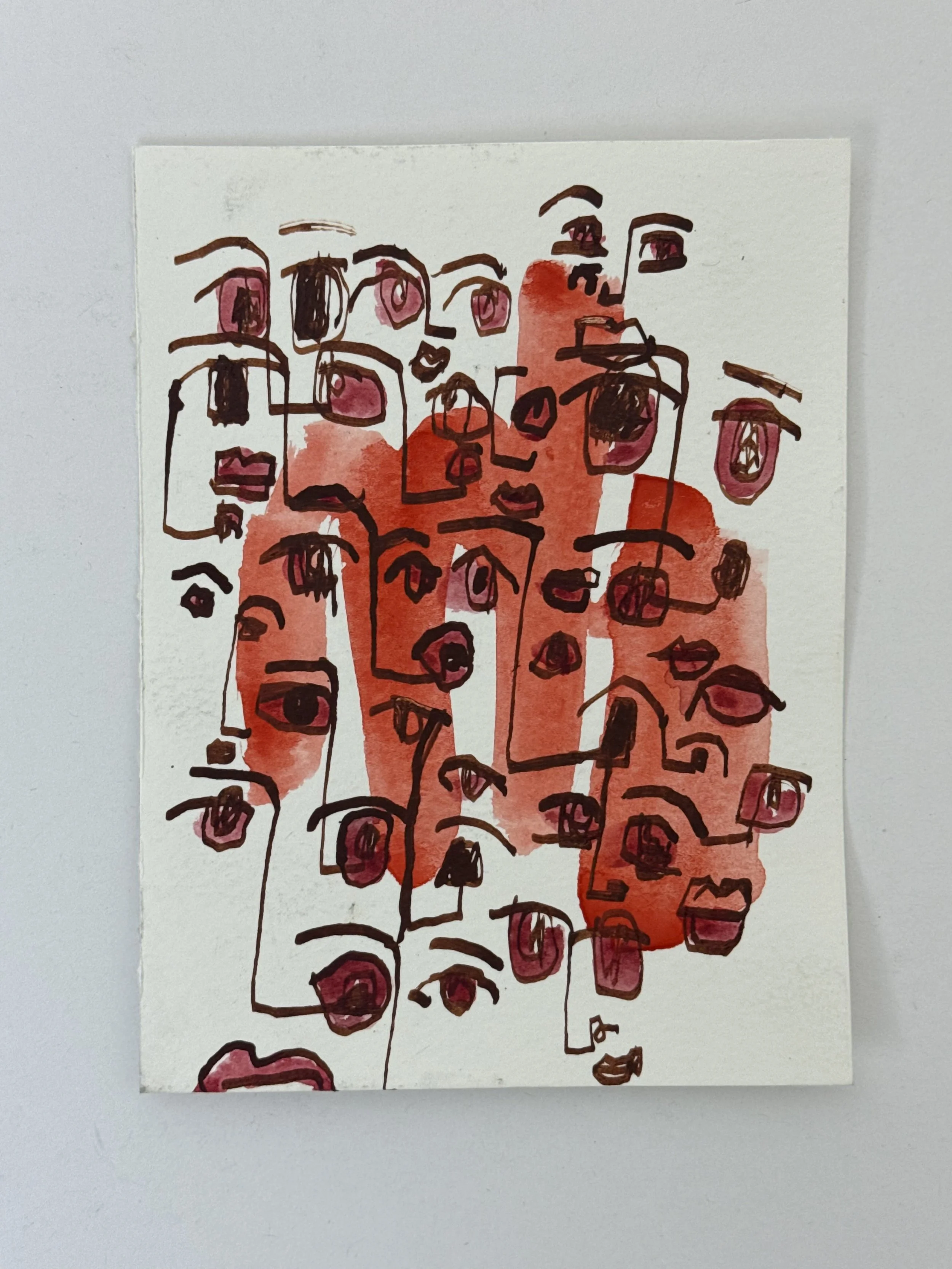 Red Faces Sketchbook Page