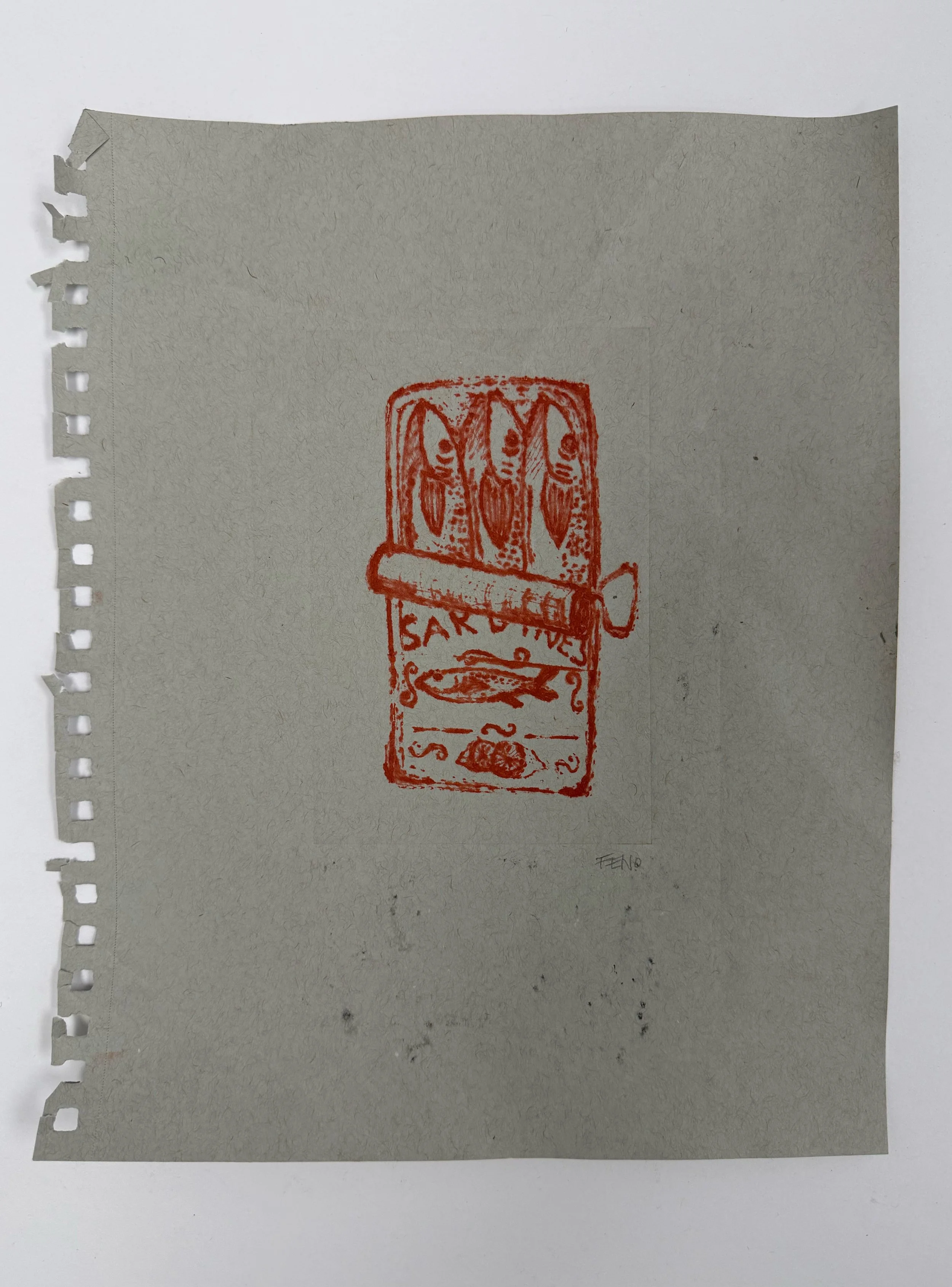 Sardines Test Print (Drypoint)