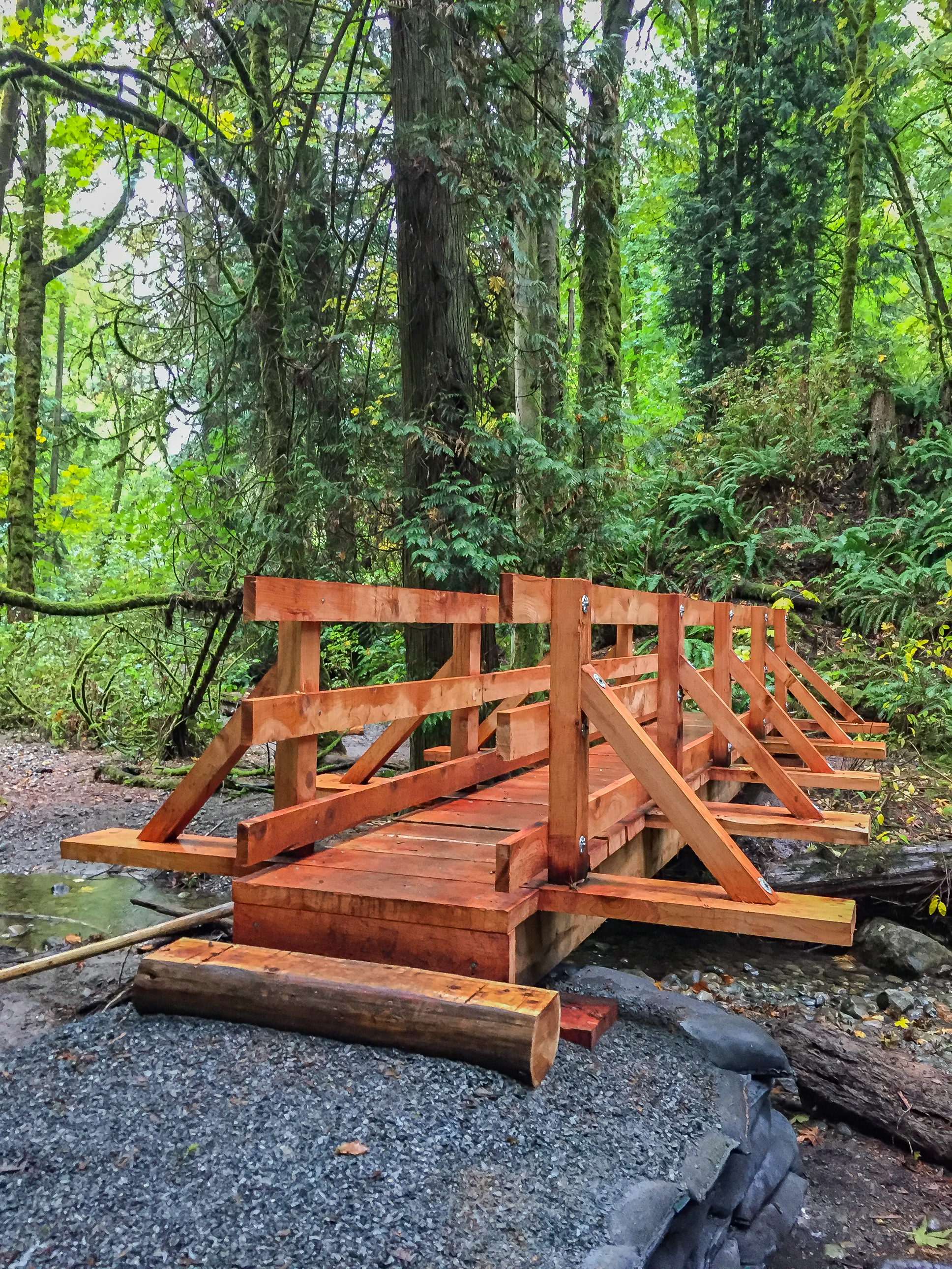A new bridge installed on the Creekside Trail