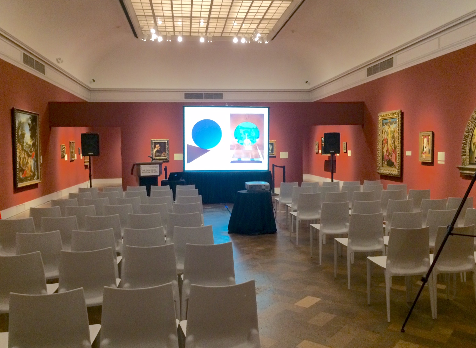 Getting set up for the artist talk, which took place on July 8.