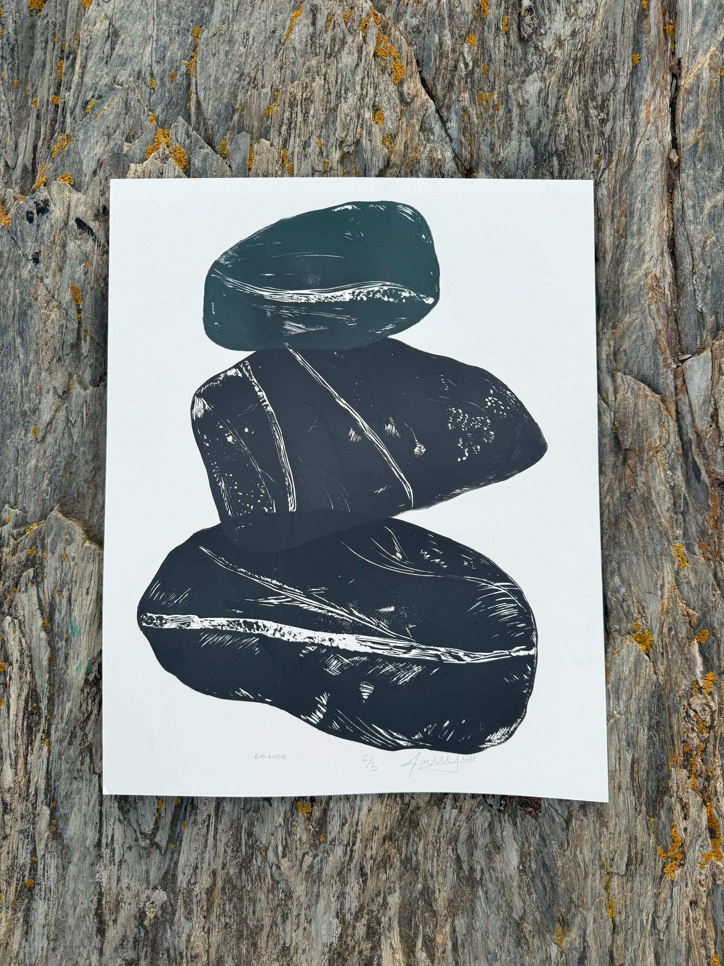 Balance - Rock Stack Monoprint