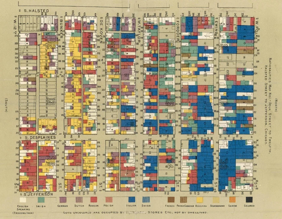 A different sort of map, one showing ethnicity by household. (Via Citylab. )