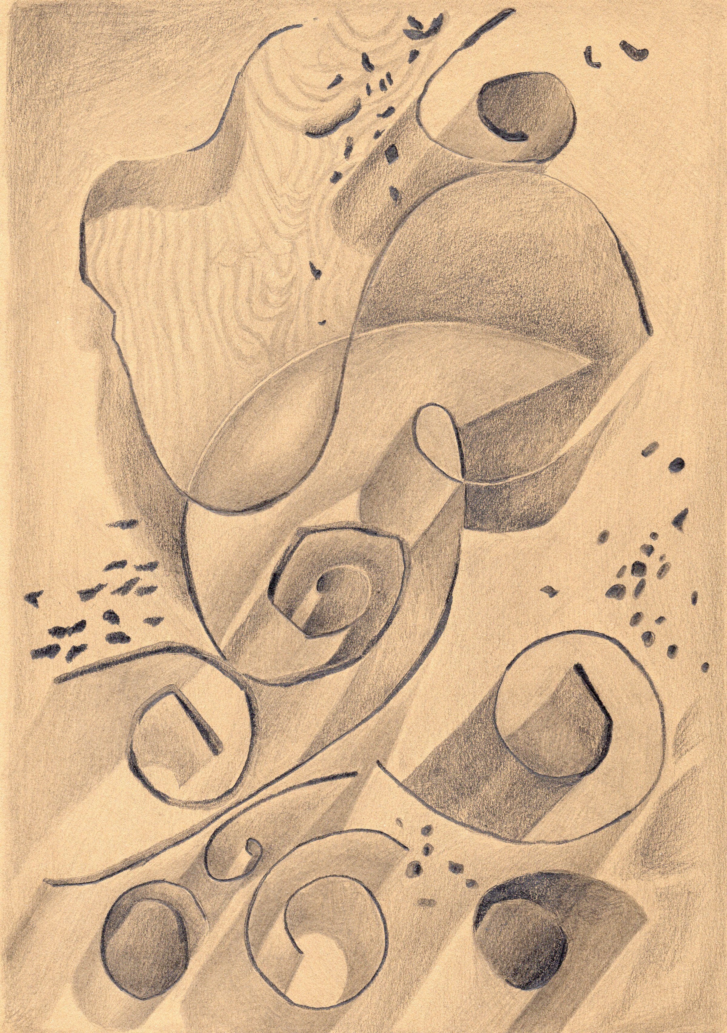    untitled (the curled word)   graphite on toned paper 11 3/4” x 8 1/4” 