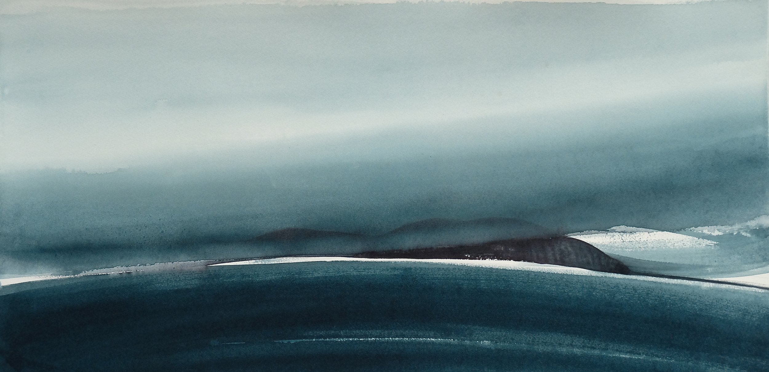 na h-Eileanan Seunta study 9 watercolour on TH Saunders Waterford 38 x 77 cm