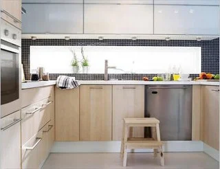 bright modern kitchen with window backsplash - 5374269589_634eec4e1c_n