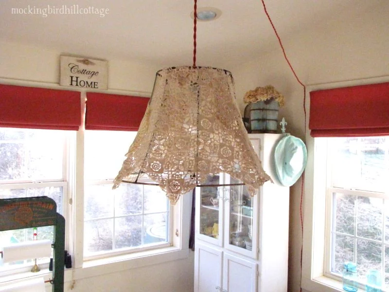 14 - red and white chandelier swag