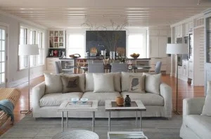 271 - grey slipcovered sofa - modern setting