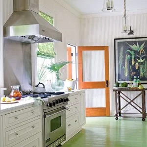 painted wood floors - green