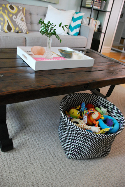 toys and 'coffee table' stuff happens, so resolve to have a spot for these items in plain sight to keep things looking neat