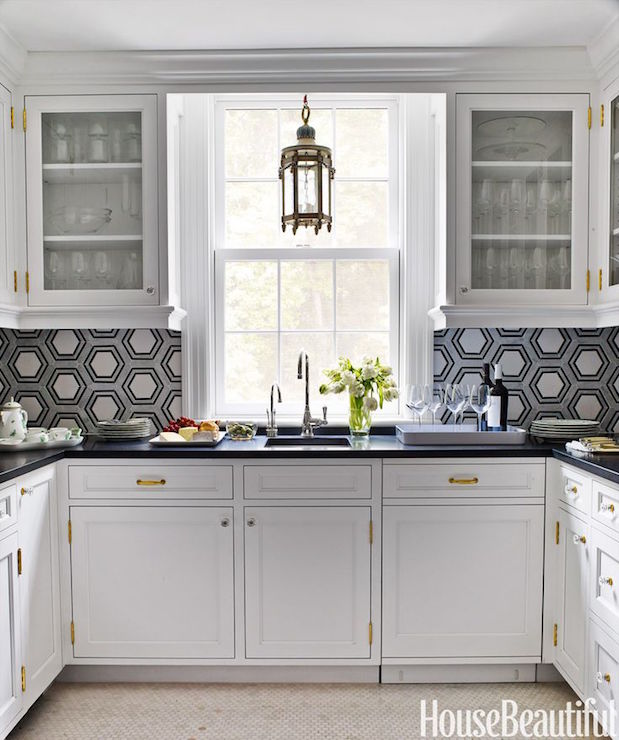 tiny hexagon on the floor, large and wild hexagon for a backsplash