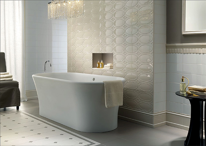 the oval tiles connect gorgeously with the oval tub