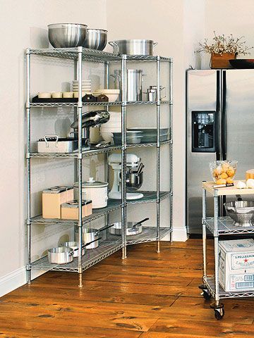 If you're tidy and have some great items to display, go with some industrial shelving.