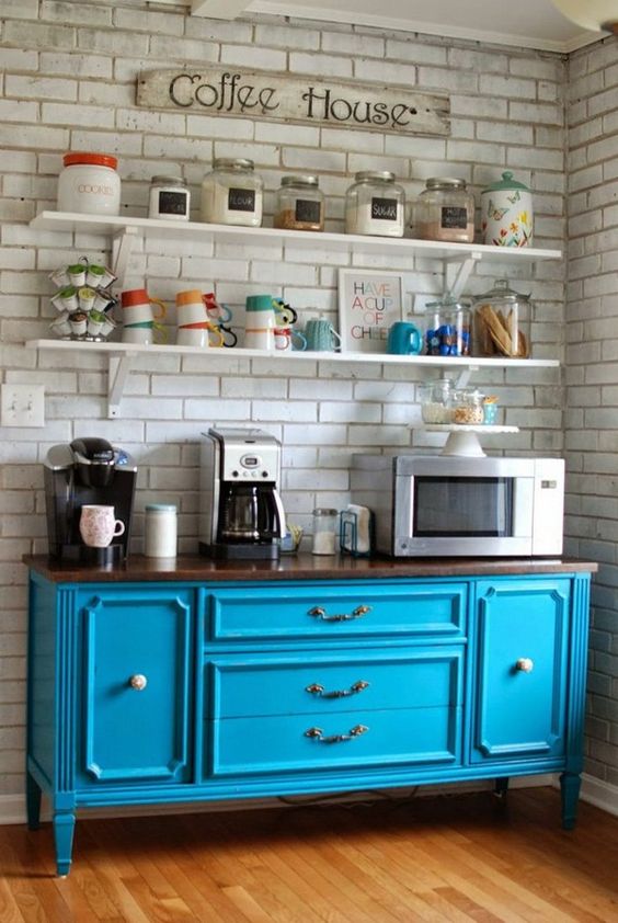 Use an old dresser painted in your favourite colour.