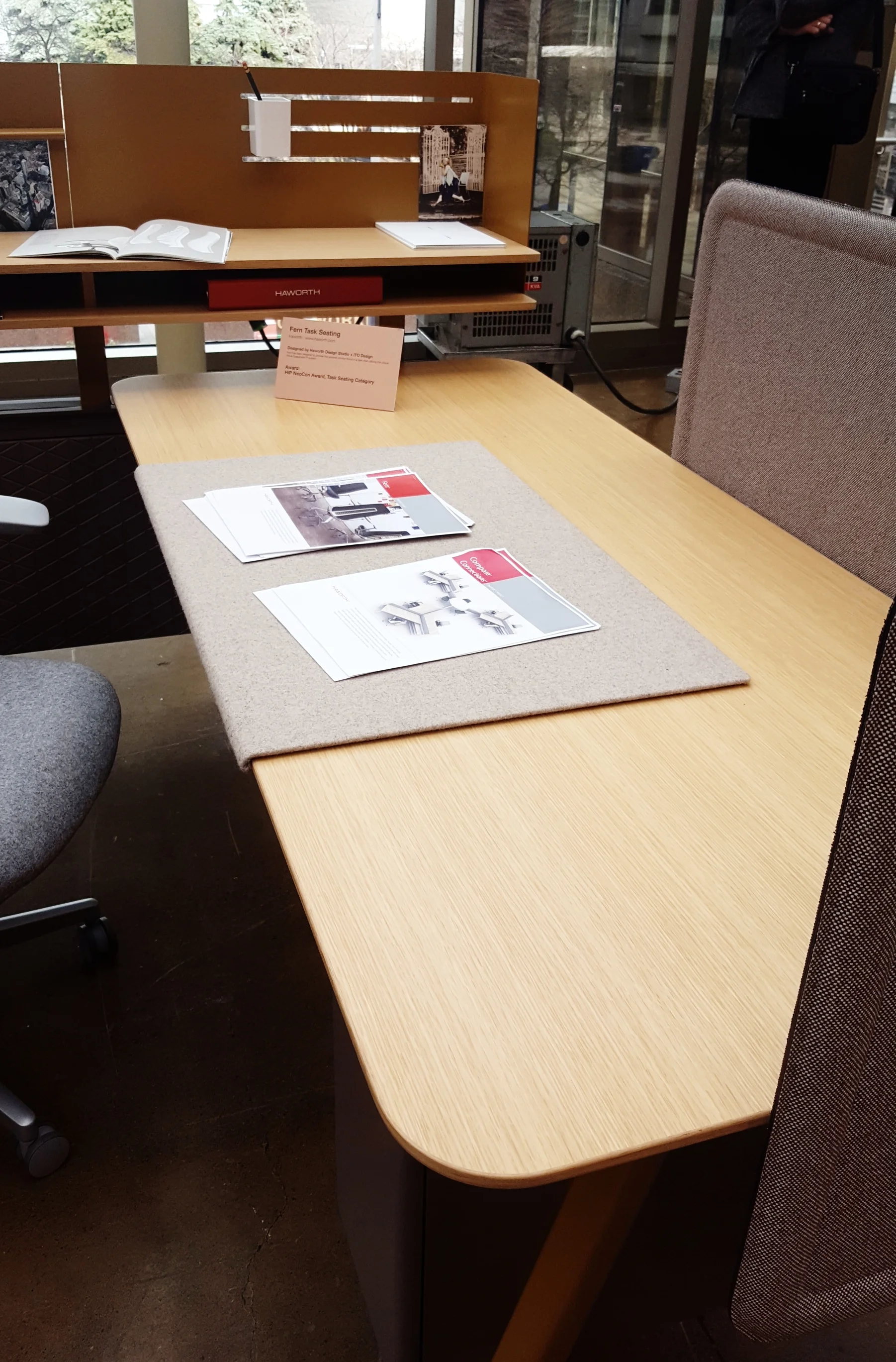Really nice office furniture, but it was the blotter that I wanted to remember for home offices! From Haworth