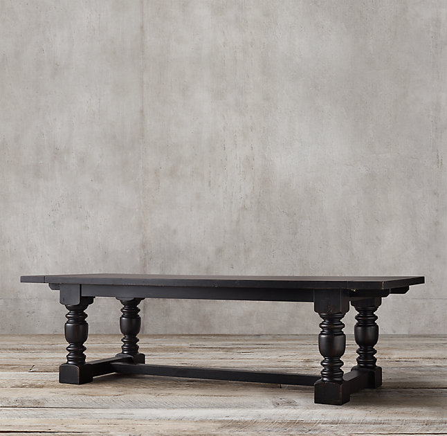 This gorgeous 1930s French farmhouse extension table from Restoration Hardware comes in so many sizes and finishes and the leaves for each add up to a whopping 35"!