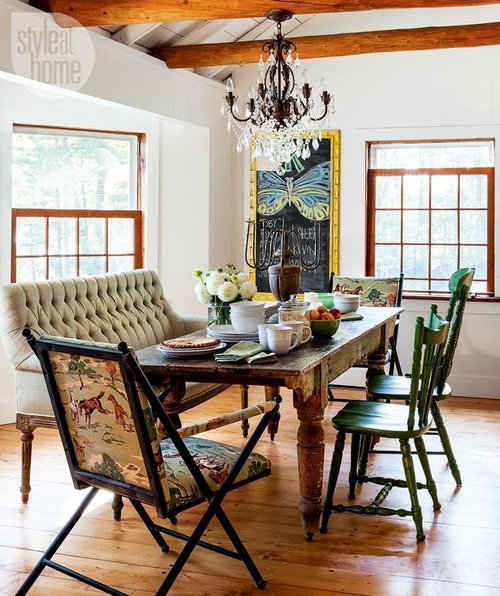 Mismatched Chairs Around A Dining Table Toronto Designers