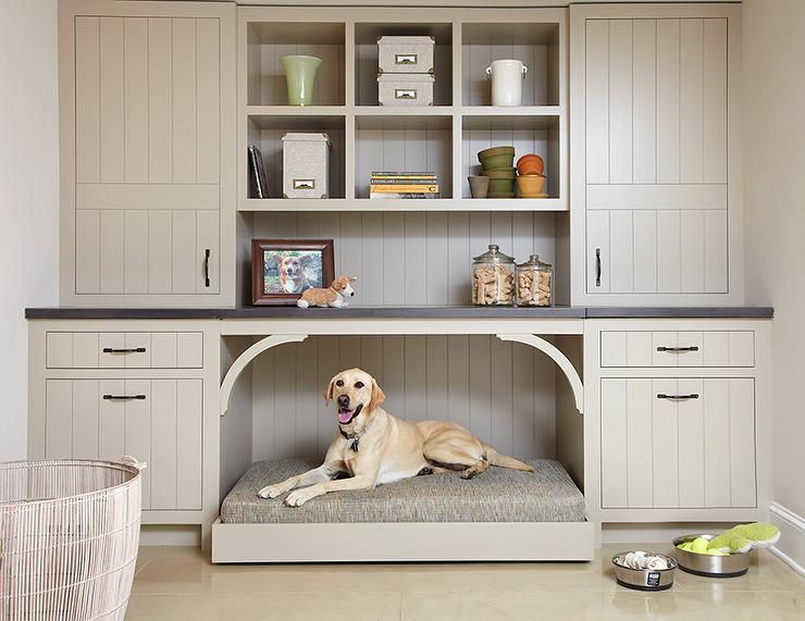  A custom built-in is the perfect way to make space for your dog bed. No matter the size of your dog! 