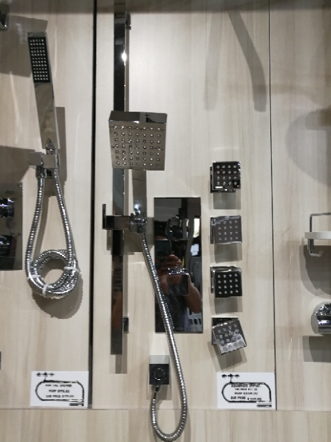 these square shower components are unique - sweet!