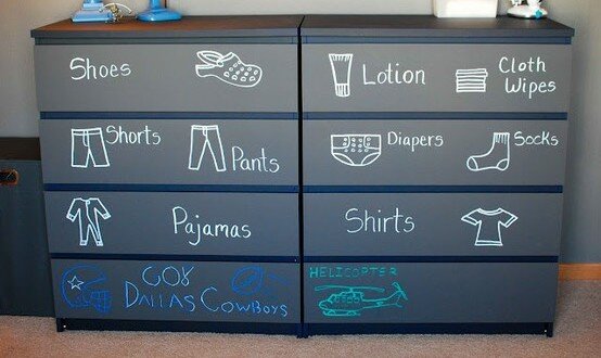 Talk about an awesome way to help your kids sort and put away their things, not to mention how to spell and read for the younger ones.