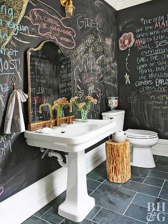 Probably my favourite idea! A powder room your guests use could really provoke some interesting 'art'!!