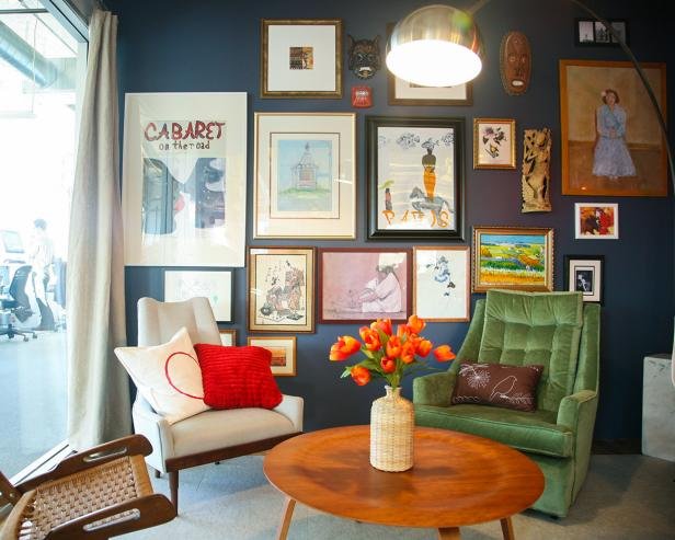 Embrace gallery walls again, and you don't have to be neat about it