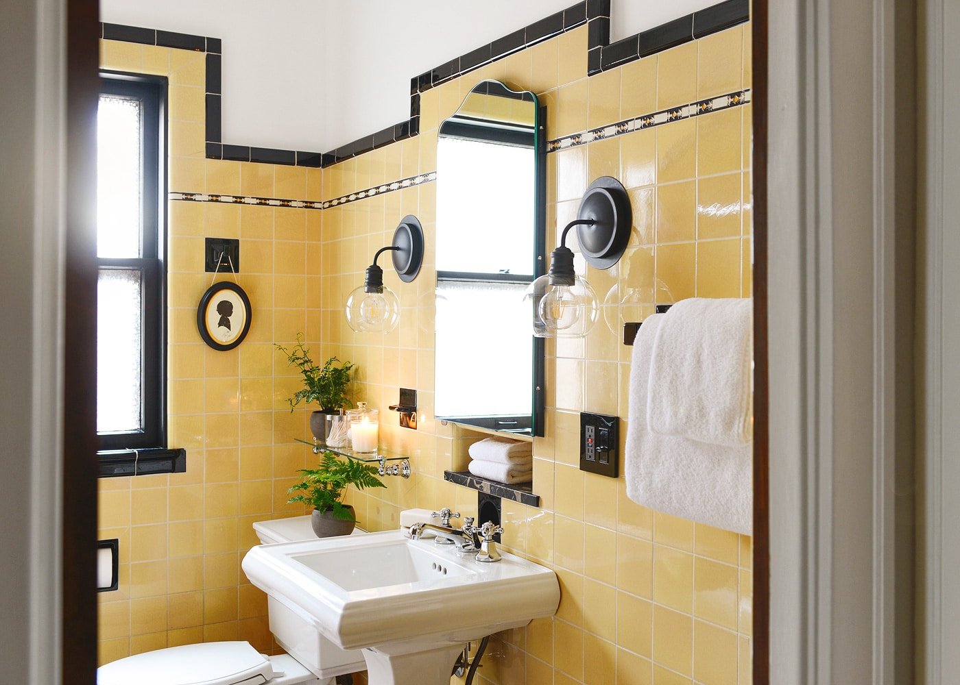 Updated vintage - especially in colourful bathrooms