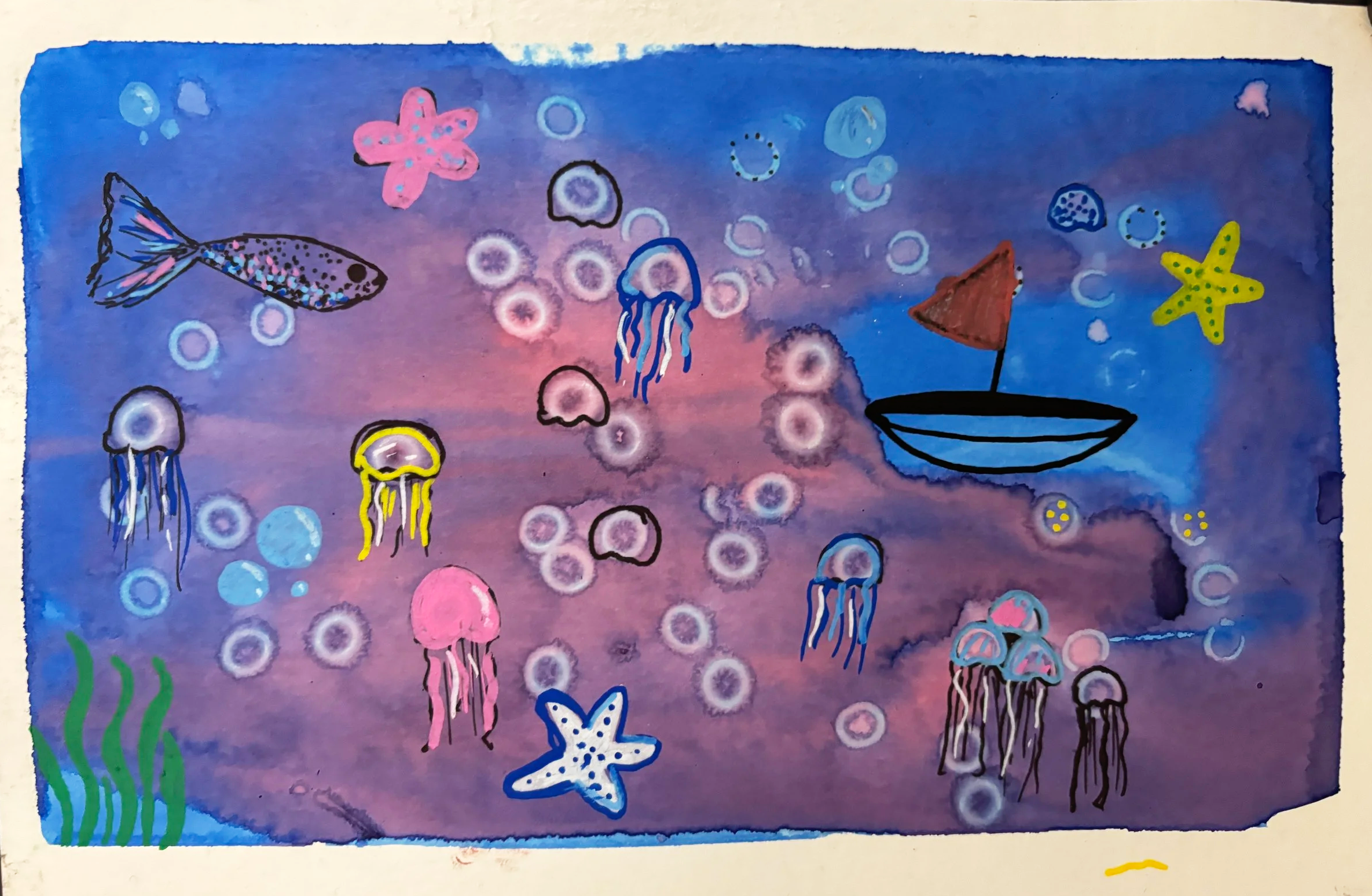  Painting - Watercolor and posca pen 