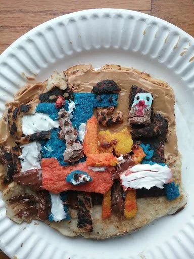  History Recreated Project - Picasso’s "Three Musicians” made out of pancakes 