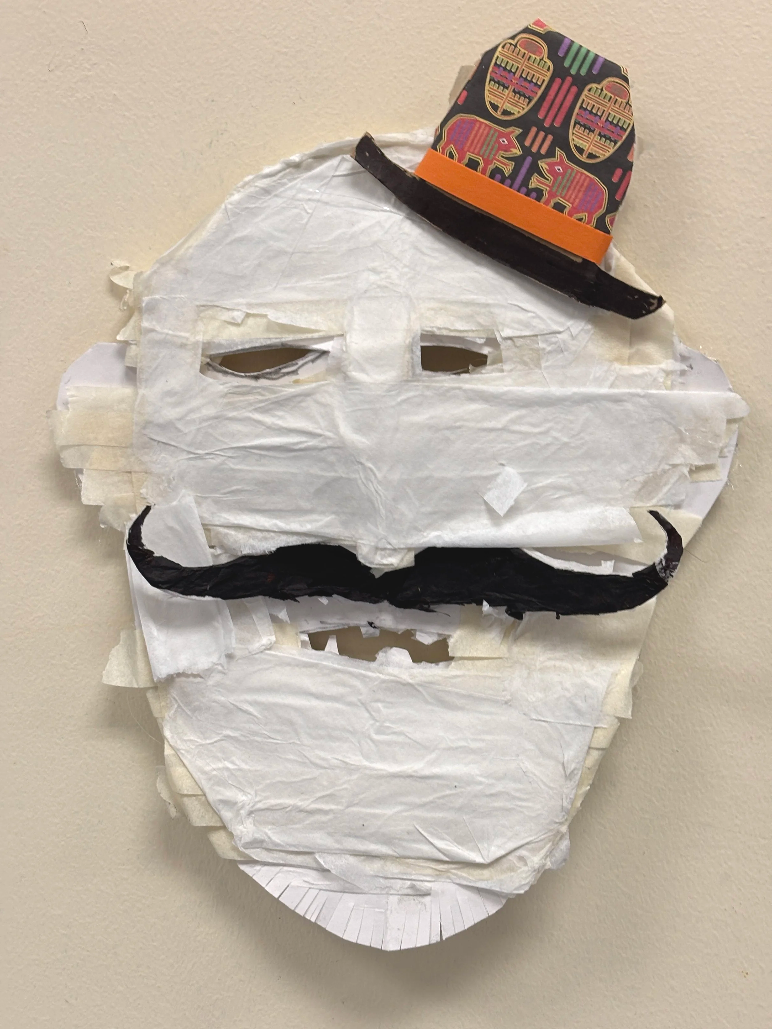  Middle School Art - Mask project, poster board, tissue paper &amp; glue   