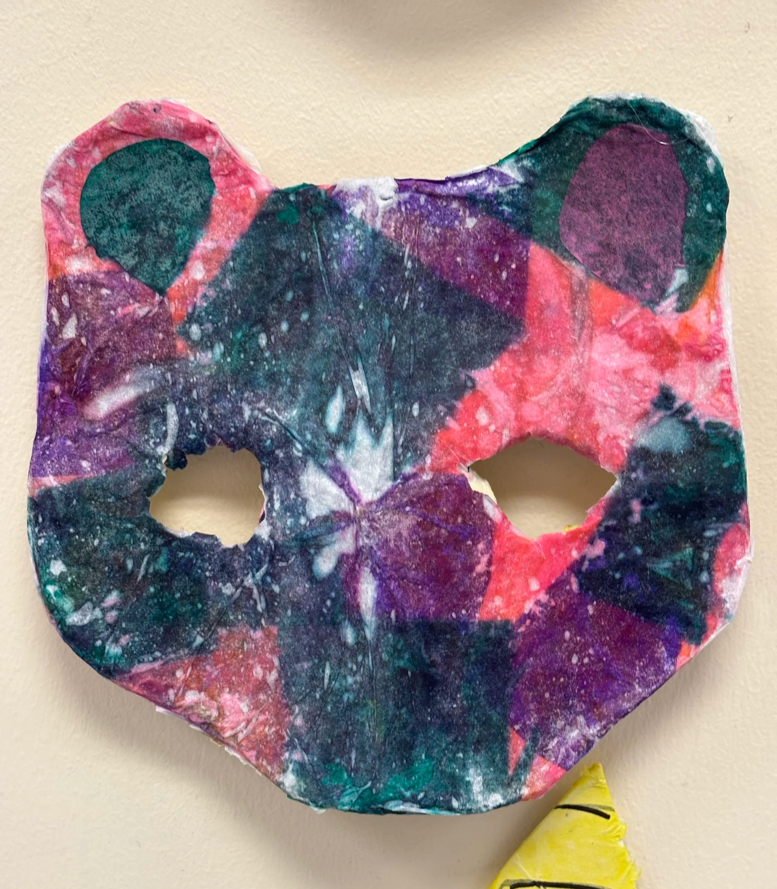 Middle School Art - Mask project, poster board, tissue paper &amp; glue 