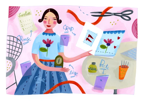 Betsy Everitt illustrates Scrapbooking ideas